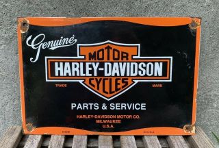 Vintage Porcelain Harley Davidson Motorcycle Parts Sign Gas Pump Plate Station