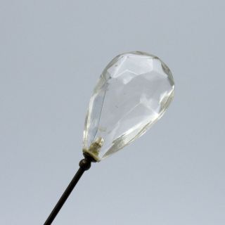 Antique Hatpin Clear Faceted Glass Crystal Hat Pin,  Nr