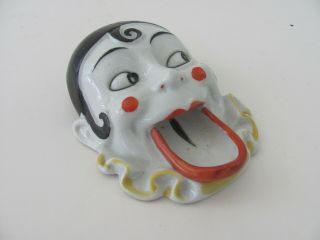 Vintage Art Deco Pierrot Harlequin Clown Open Mouth Ashtray Germany