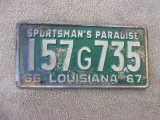 1966 Louisiana 1967 License Plate 157g735
