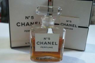 Vintage Chanel No.  5 Perfume Bottle 1/4 Ounce Size Bottle 3/4 Full