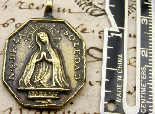 Antique 17th Century Francis Of Padua & N.  S.  De Soledad Catholic Bronze Medal
