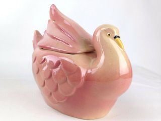 Antique Fapco Fredericksburg Art Pottery Usa Ceramic Pink Dove Cookie Jar 40/50