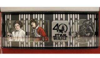 Disney Star Wars 40th Anniversary Pin Set Limited Edition Luke Leia Vader 2017