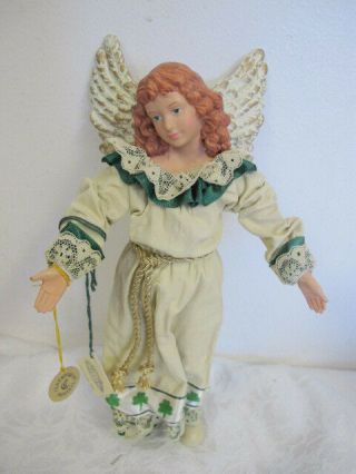 Possible Dreams Clothtique Irish Angel Figure Shamrocks