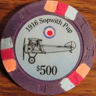 Paulson 1916 Sopwith Pup $500 Sample Casino Poker Chip