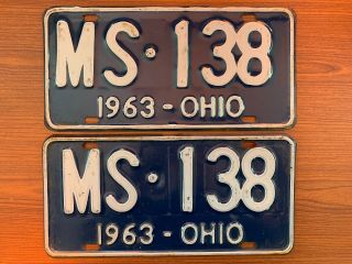 Vintage Pair 1963 Ohio License Plates In