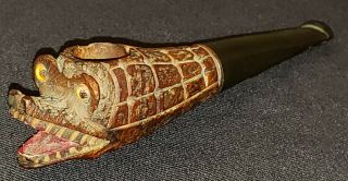 Vintage - Brier - Made In Italy - Hand Carved Smoking Pipe - Crocodile Head