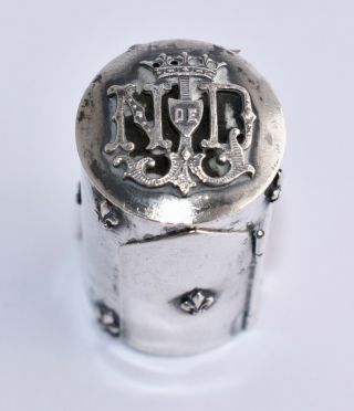 Rare Antique French Curio Sml Snuff Box - Duke Crown/Virgin Mary/Fleur de Lys 2
