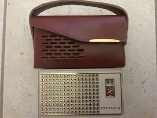 Vintage,  Sylvania,  Transistor Radio,  Model No 4p19wd With Leather Case & Battery