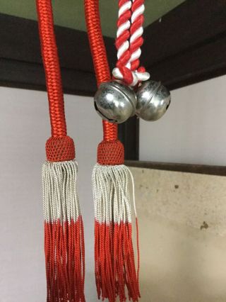Japanese Small Metal Bell W/embroidered Strap (taking After Shrine 