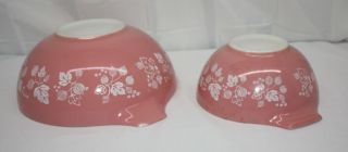 Vintage Pyrex Bowls Cinderalla Pink,  Gooseberry 442 (1.  5 QT) and 444 (4 QT) 2
