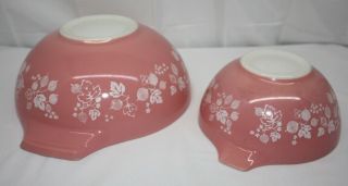 Vintage Pyrex Bowls Cinderalla Pink,  Gooseberry 442 (1.  5 QT) and 444 (4 QT) 3