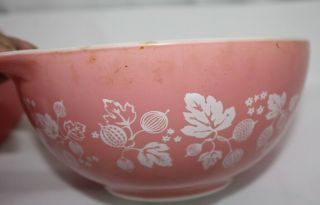 Vintage Pyrex Bowls Cinderalla Pink,  Gooseberry 442 (1.  5 QT) and 444 (4 QT) 5