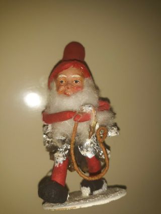 Vintage Christmas Pinecone Santa Or Gnome With Rope Germany