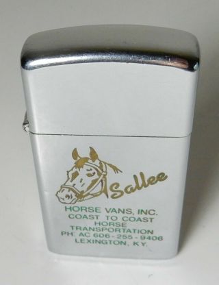 1975 Sallee Horse Vans Coast To Coast Transportation Kentucky Slim Zippo Lighter