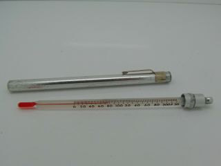 Vintage Weksler Glass 0 - 220 Fh Food Thermometer In Aluminum Case A051