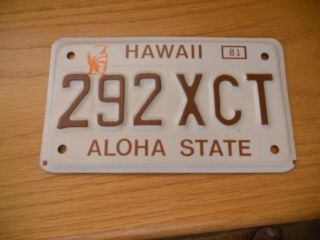 Hawaii Motorcycle License Plate " 292xct " And Expired
