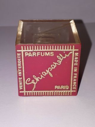 Vintage Schiaparelli Shocking Mini Perfume Bottle In Acrylic Case