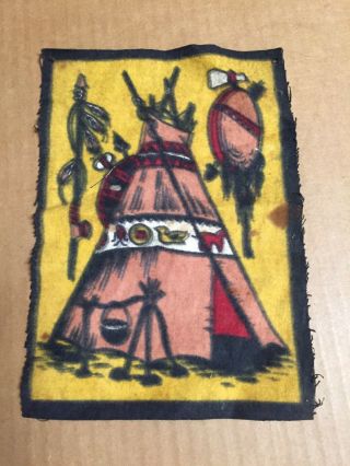 Vintage Felt Native American Cigarette Tobacco Panel Teepee Feathers Ar44