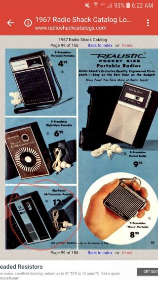 1967 VINTAGE REALISTIC 12 - 1366 TRANSISTOR AM POCKET RADIO,  LEATHER CASE 3