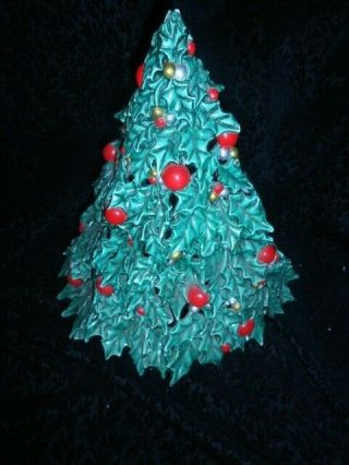 Rare Vintage Atlantic Mold Ceramic Holly Leaf / Berry 16 " Christmas Tree