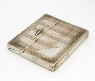 Art Deco Silver Plated Cigarette Case w Unusual Slide Up Opening Function 2