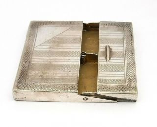 Art Deco Silver Plated Cigarette Case w Unusual Slide Up Opening Function 5