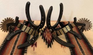 Cowboy - Western Theme Real Horse Shoe/spur Wine Bottle Rack Hand - Made El Paso Tx