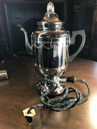 Vintage Farberware 6 Cup Electric Percolator Coffee Pot Model 206 Perfect Chrome
