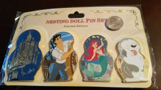 Dsf Dssh Disney Little Mermaid Nesting Doll Surprise Pin Set Le 300