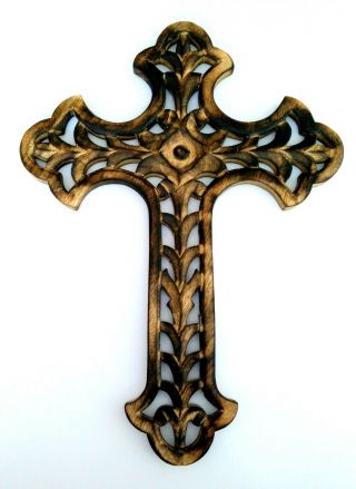 Orthodox Wood Carved Wall Cross Christ Crucifix Handmade Holy Religious Athos L