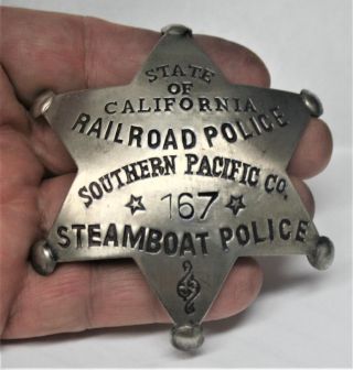 Reproduced Cal.  Railroad / Steamboat Police Badge So.  Pacific 6 Pt Star