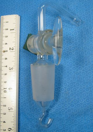 Vintage Desiccator Stopcock With Hooks All Glass 29/42 L
