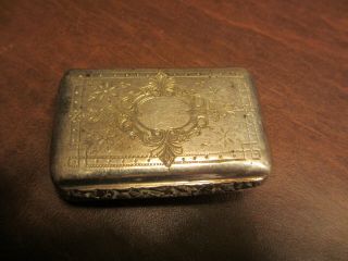 Vintage Antique Old Silver Plated Snuff Box With Engraved Lid - See Others Listed