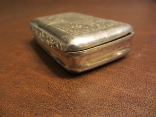 VINTAGE ANTIQUE OLD SILVER PLATED SNUFF BOX with ENGRAVED LID - SEE OTHERS LISTED 2