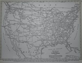 Vintage 1937 Railroad Map Of U.  S Pre World War Wwii American Railway Train L@@k