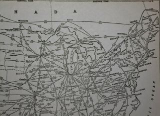 Vintage 1937 Railroad Map of U.  S Pre World War WWII American Railway Train L@@K 3