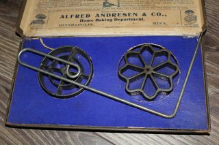 Alfred Andresen & Co Set Of 2 Antique Cast Iron Rosette Irons