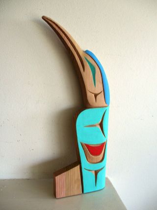 Pacific Northwest Coast First Nations native carved Hummingbird,  cedar,  signed 8