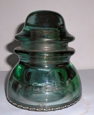 Vintage Australian Glass Insulator Green Bell Shape A.  G.  E.  E.  Telephone 1950s