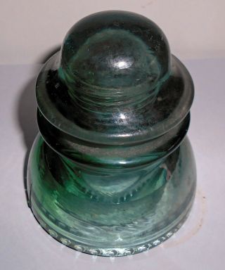 VINTAGE AUSTRALIAN GLASS INSULATOR GREEN BELL SHAPE A.  G.  E.  E.  TELEPHONE 1950s 4