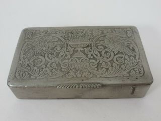 Antique Hand Engraved Eagle Copper Brass Tobacco Box