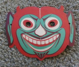 Vintage Die Cut Cardboard Halloween Mask Devil 5x6 " Diecut