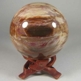 2.  4 " Petrified Wood Sphere Ball W/ Stand - Madagascar - 60mm
