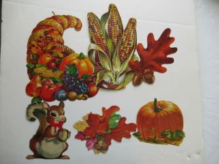 Vintage Eureka Dennison Thanksgiving Diecut Decorations Pumpkin Cornucopia