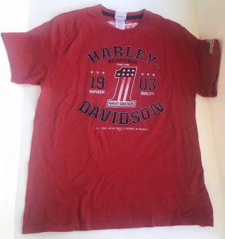 Harley Davidson Large Red Tee Tshirt 1 & Flag B&b Nutterfort Wv America Biker