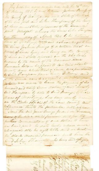 1835 Lewis County Kentucky Deed - Of - Release; Joshua Owings To John Thompson