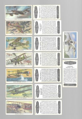 Cigarette Cards.  Kellogg.  A History Of British Military Aircraft.  (set Of 16) (1963)