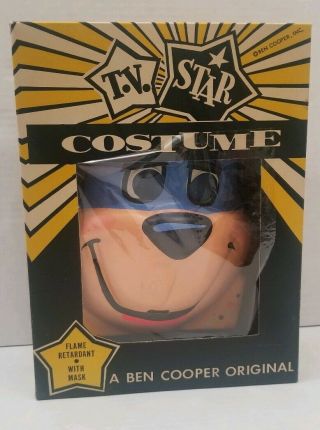 Vintage Ben Cooper Hanna Barbera Huckleberry Hound Costume Halloween Mask